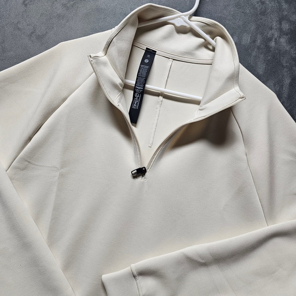 Lululemon Smooth Spacer Quarter Zip Men's XXL Light Ivory Pullover LM3FWQS NEW
